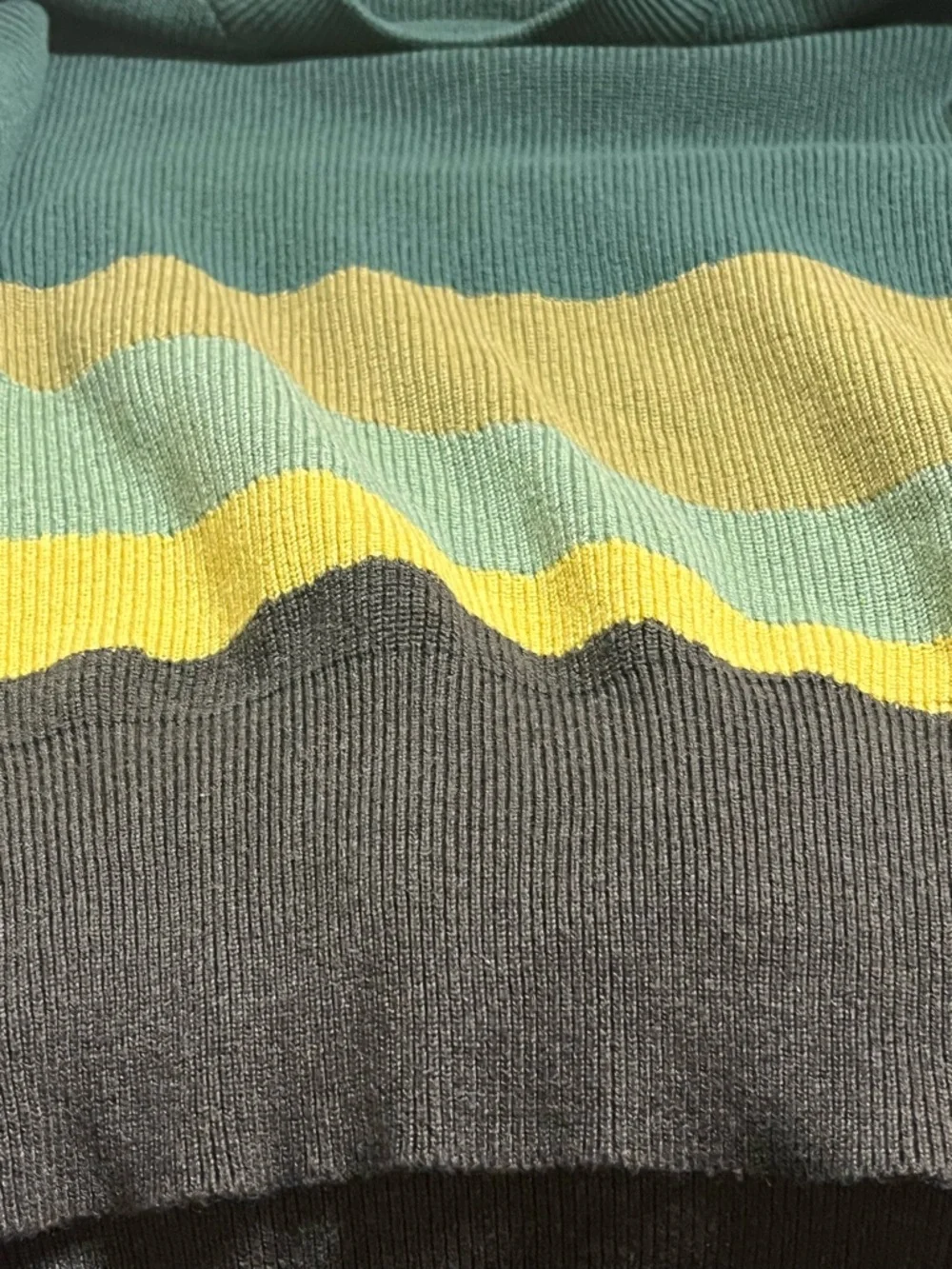prAna Colorblock Sweater XL Green Yellow Oversized Knit Boho Casual